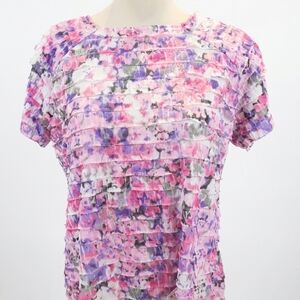 TanJay Pink and Purple Floral Short Sleeve Top
